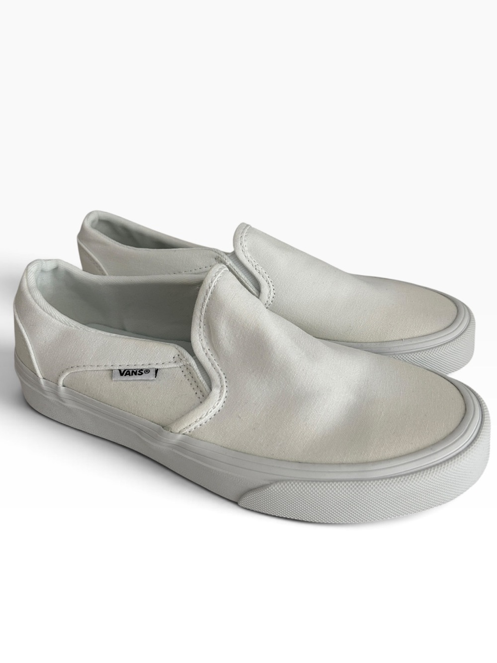 VANS | Womens Off The Wall White Slip-On Classic Canvas Loafers Size 7